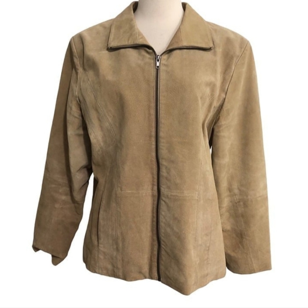 Wilsons Leather Womens Light Tan Brown Leather Jacket Full Zip XL